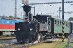 On the terrain of the CD-works at Ceske Budejovice, 310 093 hauls a steam train during the Open Day on 23 September 2018.