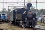 On the terrain of the CD-works at Ceske Budejovice, 310 093 hauls a steam train during the Open Day on 23 September 2018.