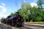 Ex-CSD 354.195 bunkers fresh coal at the railway museum in Luzna u Rakovnika on 11 JUne 2022.