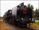 Steam locomotive 534.O323 Kremak(year of manufacture 1946 in Škoda Plzeň)at the museum in Luzna u Rakovnika on 20 October 2015.