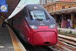 Alstom ntv 22 Italo has stopped at the platform in Ferrara station. May 8th, 2025.