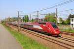 Eurostar 4305 from Amsterdam to Paris-Nord is passing in Duffel, 28/4/2025