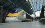 The Eurostar in the St Pancras Station of London, like a mouse can see this train.