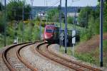 Thalys Cologne-Paris across the Belgian border in Hergenrath in May 2008.