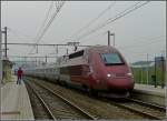 The PBKA Thalys unit 4307 is running through the station of Angleur on April 13th, 2009.