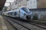In the morning of 18 September 2019 SNCF BiBi 84633 passes slowly through Nevers station.