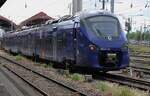 SNCF BiBi 85541 stands at Strasbourg on 18 May 2026. Even in Strasbourg, time is running out for loco haulage, hybrid MUs like this one taking over ever more services.