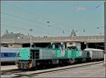 Double header BB 61000 is hauling a goods train through the station of Metz on June 22nd, 2008.