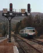 A X 2800 is arriving at Morez(in the french Jura).
October 1985
(scanned analog photo)