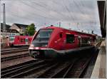 The red SNCF whalefish is leaving the main station of Trier on August 28th, 2011.