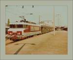 A very old pictures (110-Film) with a international train to Brussels by the stop in Mulhouse.