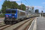 Nez-Cassée (Broken Nose due to their cabs) 22241 pushes a TER to calais out of Lille-Flandres on 24 June 2024.
