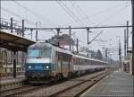 . BB 26163 is hauling the EC 91  Vauban  through the station of Bettembourg on April 5th, 2013.