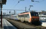 The SNCF BB 26 153 (Sybic) with the IC 296 from Basel to Brussels is arriving at the Luxembourg City Station.
31.03.2009