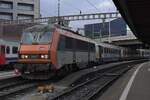 The Sun begins to set above Basel SBB whilst 26143 with her TER 200 to Strasbourg gets ready for departure on 1 June 2014.