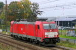 The Euro Cargo Rail 186 340 on route out of the port of Antwerp.
