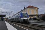 The SNCF Z 27534 from St-Gervais to Annecy is leaving the La Roche sur Foron Station.