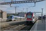Geneva Station wiht the SBB RABe 511 021 from Annemasse and the SNCF Z 27755 to Lyon.
