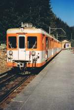 A local train with Z 600 in Le Chtelard Fontiere wait for the departure to Chamionix.