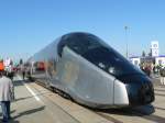 AGV is the next generation of the high speed train TGV. Maximum speed is 360 km/h (225 mph). Innotrans in Berlin, 2008