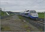 The TGV 6701 from Paris to Mulhouse is arriving at the Belfort Montbéliard TGV Station.
