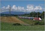 A Lyria TGV from Geneva to Paris between Satigny and Russin.