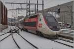 One of the rather rare winter pictures this season: The TGV Lyria Rame 4719 to Paris Gare de Lyon leaves Lausanne train station.
