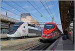 The FS Trenitalia Freccia Rossa ETR 400 031 is traveling as FR 6647 from Paris Gare de Lyon to Lyon Perrache. The picture shows the elegant train making its only stopover at Lyon Part Dieu station. The inOui TGV Duplex rame 264 can be seen on the left in the picture.

March 13, 2024