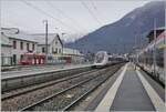 Major action day at SNCF: This holiday weekend, numerous passengers want to travel to the Alps for their winter sports holidays or are already heading back home. For this reason, I went to Saint-Gervais-des-Bains-Le Fayet to watch the TGV holiday traffic there. Right upon arrival, the first TGV appears: TGV set 864 departs Saint-Gervais-les-Bains-Le Fayet (departure 10:23) as TGV 794 to Nantes (arrival 19:27). On its long journey, the TGV stops at Sallanches-Combloux-Megève (10:28/10:32) and Cluse (Haute-Savoie) (10:43/10:48), then only again at Massy-TGV (16:20/16:26), Le Mans (17:16/17:23), and Rennes (18:06/18:12), and most likely runs via La Roche sur Foron - Annecy.  
On the left in the picture is an SNCF TMR Z 850 / BDeh 4/8, parked here waiting for its next deployment.

February 21, 2026