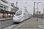 The TGV M  Avelina Horizon  Rame 997 with the TGV 21015 and 21016 power cars from Alstom is on a test drive and is traveling through Strasburg towards Mulhouse.