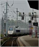 A TGV POS unit is entering into the main station of Strasbourg on October 31st, 2011.