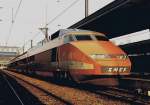 On the first time, the SNCF TGV was orange.