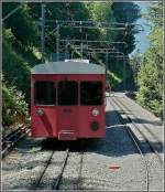 Train N 55 is descending the track of the Mer de Glace railway on August 3rd, 2008.