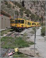 The Jaune trains in Pyrénées Catalanes in  Villefranche de Conflent.