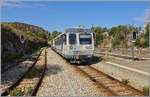 Two diesel railcars of the u Caminu di Ferru di a Corsica (the Corsican Railway) arrive well occupied at the station of Lisula Rossa / Ill Rouse, the terminus of the journey.

23 Sept. 2026