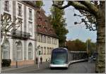 An Eurotram is entering into the Place Broglie in Strasbourg on October 30th, 2011.
