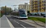 An Eurotram pictured at the Place d'Islande, the final stop of the line E in Strasbourg on October 29th, 2011.