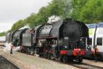 Former SNCF 141Rs 420 (leading) and 840 coupled together in Longueville on a rainy 18 September 2011.