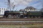 Ex-SNCF 141R-1244 lets off steam at Brugg AG on 17 May 2026 in preparation for a massive extra ride to Solothurn.