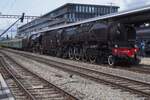 DDF 241A65 -the biggest and strongest steam locomotive in Europe in operational condition- enters Solothurn with an extra train from Brugg AG on 17 May 2026.