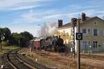 Steam shuttle train with 141 TB-407 enters Longueville on 19 September 2010 during the Steam Weekend of the AJECTA.