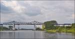 . A goods train in running on the Rendsburger Hochbrcke near Rendsburg on September 18th, 2013.