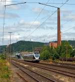 ET 23008 a 3 pices Stadler Flirt of the Abellio Rail NRW runs at the 10.07.2013 from Siegen-Geisweid in the direction of Siegen Hbf.