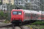 On 20 September 2020 Abellio replacement train is pushed out of Stuttgart Hbf by 145 091.