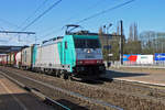 Alpha Trains 2905 hauls an intermodal train through Antwerpen-Noorderdokken on 29 April 2013.
