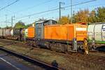 On 8 November 2019 Bocholter Eisenbahn 295 057 shunts at Emmerich.