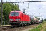 The DB Cargo 193 374 with a tank train from Germany to the port of Antwerp. Siemens Vectron MS build in 2019 with construction N� 22633. Line 27A at Antwerp Airport. 24-07-2026
