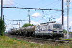 The DB Cargo 193 364 'I am European' with a tank train from the port of Antwerp to Germany. Siemens Vectron MS build in 2019 with construction N� 22555. Line 27A at Antwerp Airport. 27-07-2026