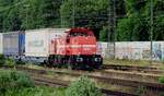 RheinCargo, ex HGK,DE 83 hauls the Turkish Ekol intermodal train through Köln West on 19 May 2022.