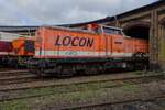 On 18 September 2022 LOCON 201 stands in the shed at the Bw Berlin-Schöneweide during an open weekend of the Berliner Eisenbahnfreunde.